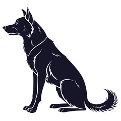 silhouette dog on white background