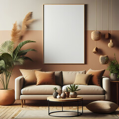 Modern Living Room Wall Poster Mockup