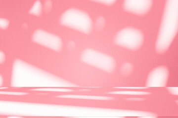 Wall interior background, studio and backdrops show products.with shadow from window color pink background for text insertion and presentation interior decoration	