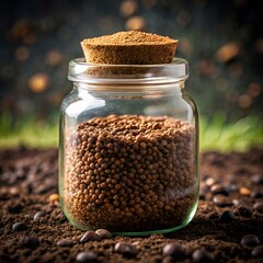 Whole Roasted Coffee Beans in Glass Jar - Fresh Aroma