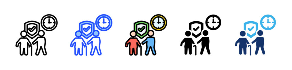 Long Term Care Icon Collection With Multiple Styles