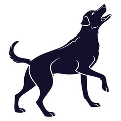 silhouette dog on white background