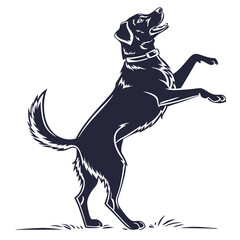 silhouette dog on white background