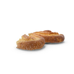 Bitten Palmier Cookie Isolated on Transparent Background