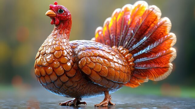 Chicken, autumnal backdrop, still life, detailed poultry.  Possible use  Nature, animal, poultry