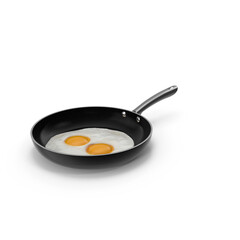 Fried Eggs in a Pan Isolated on Transparent Background