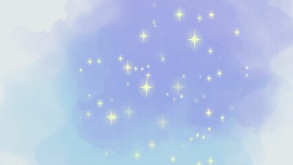 Soft purple and blue watercolor background with glowing yellow stars scattered across
