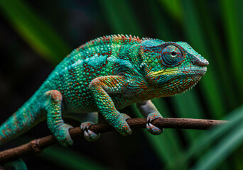 panther chameleon gripping a branch