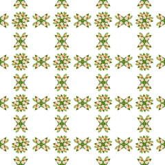 Seamless floral pattern design with green leaves and colorful flowers for a natural botanical wallpaper background