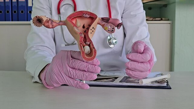 Medical suppositories and female uterus in hands of a doctor. The concept of anal and vaginal suppositories