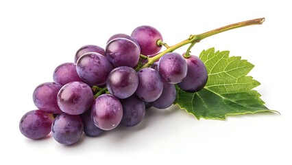 Fototapeta premium Close-up of a Single Purple Grape on White Background, Isolated Fruit, Single Fruit, Green Grape, Red Grape