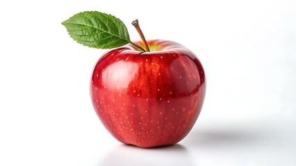Single Red Apple on White Background, Isolated Fruit, Apple Detail, Fresh Fruit, Apple Skin
