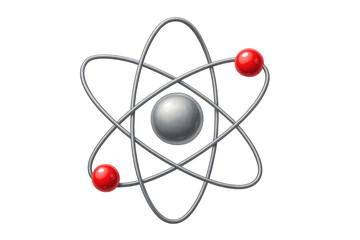 Rotating electrons circling atomic nucleus, revealing scientific core of matter against transparent background