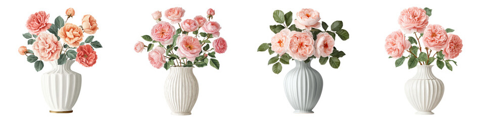 Elegant floral bouquets in ornate vases