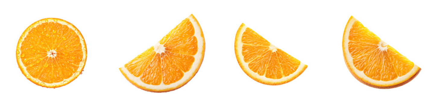 Fresh orange slices on a white background