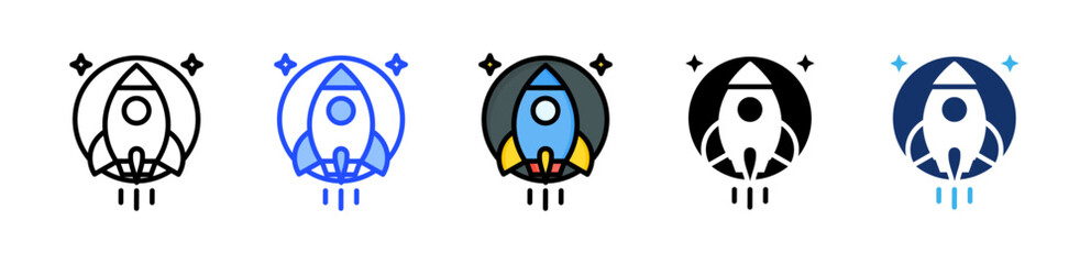 Space Ship Icon Collection With Multiple Styles