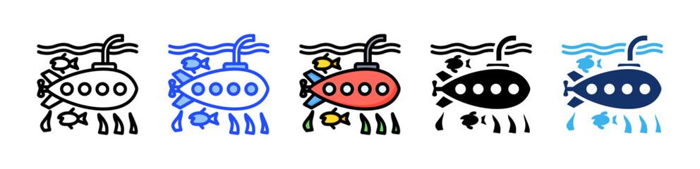 Submarine Icon Collection With Multiple Styles
