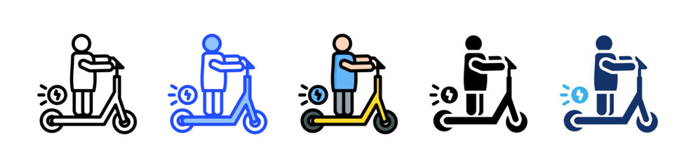 Electrics Scooter Icon Collection With Multiple Styles