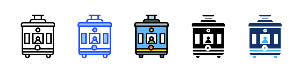 Fototapeta premium Tram Icon Collection With Multiple Styles