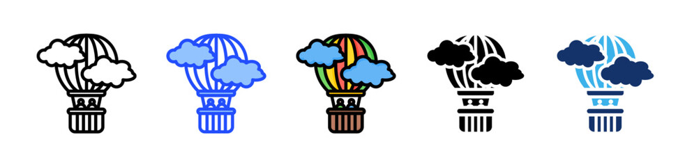 Hot Air Balloon Icon Collection With Multiple Styles