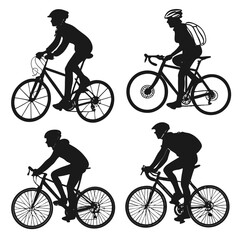 Obraz premium Cyclist silhouette vector illustration of people riding bikes, perfect for sport and exercise icon sets