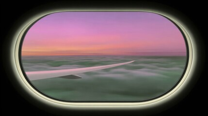 Airplane window view of sunrise over clouds (1)