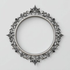 Ornate Vintage Silver Frame with Intricate Design for Elegant Display on a Plain Background