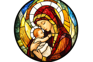 Madonna and Child in stained glass