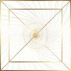 Geometric Spiral Design with Golden Lines on a White Background for Modern Aesthetics and Creative Projects