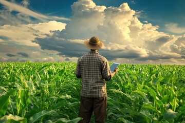 Farmer Africa. African Farmer Using Tablet PC in Agricultural Business