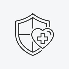 Heart health protection shield icon graphic