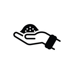 Black solid icon for powder in hand
