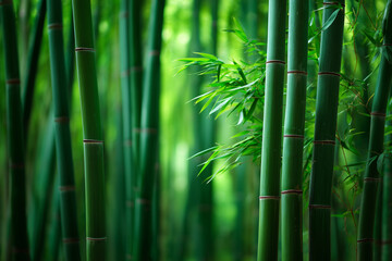 Obraz premium Dense Bamboo Forest With Vibrant Green Stalks