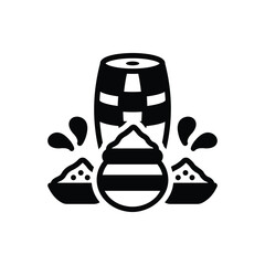 Black solid icon for happy holi