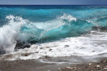 Fototapeta premium Ocean Wave Powerfully Crashing Upon the Shore