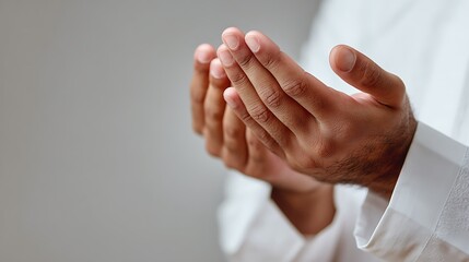 Close Up of Muslim Hands Raised in Prayer : Suitable for Be Used in Blog Posts, Social Media Posts or Website Content Related to People, Culture and Religion Theme.