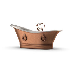 Fototapeta premium Hammered Copper Double Slipper Bathtub Isolated on Transparent Background