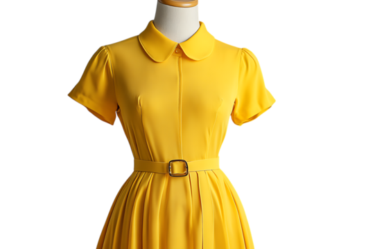 Classic yellow dress isolated on transparent background	