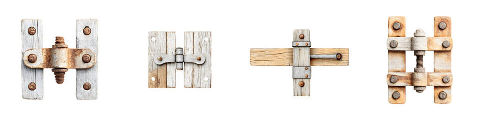 Wooden hardware and door fittings with a rustic textured design