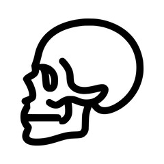 A simple line drawing of a human skull in profile view.