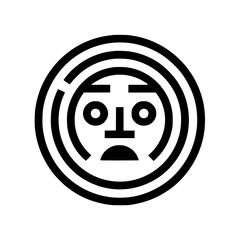 Abstract, stylized illustration of a circular face with concentric rings, a minimalist design.