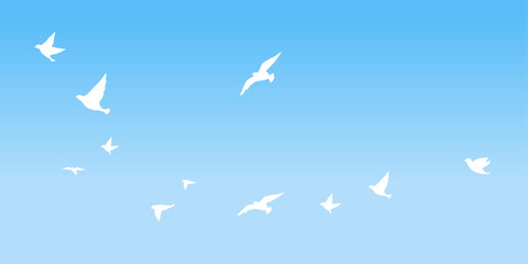 青空と鳥の背景イラスト