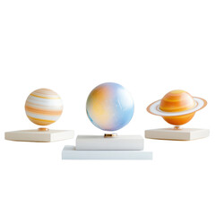 Artistic Representation of Planets in Solar System Model with Abstract Background and Vibrant Colors
