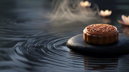 Mid-Autumn Mooncake on a Stone, Tranquil Still Life