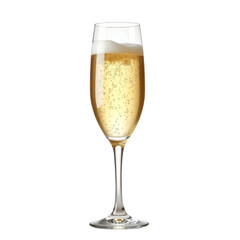 A delicate, crystal glass of champagne with white background