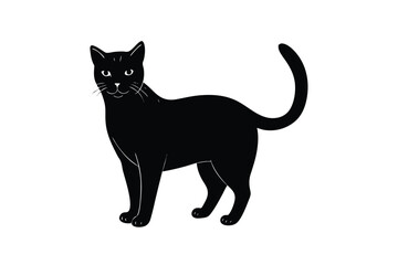 Obraz premium Black cat with arched back and glowing eyes vector art illustration