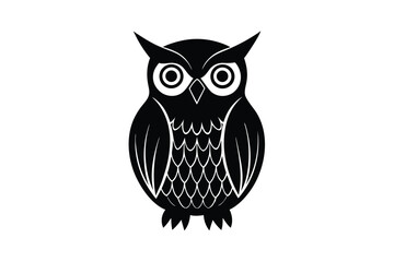 Fototapeta premium Owl perched with wide eyes in night theme vector art illustration
