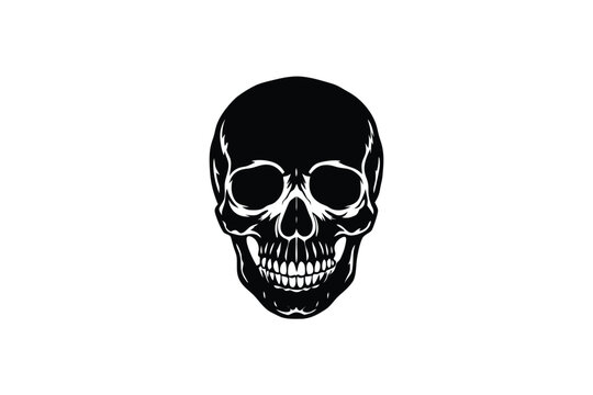 Skull illustration with creepy hollow eyes vector art illustration