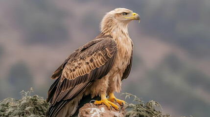 Brown Spotted Eagle Perched On Rock