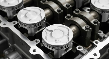 High-Performance Engine Pistons and Crankshaft Close-Up: Automotive Technology Detail
